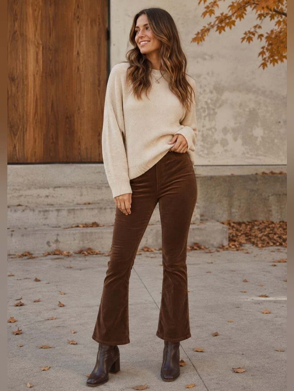 FREE PEOPLE In My Feelings Chocolate Brown Corduroy Crop Bootcut Flare Pants